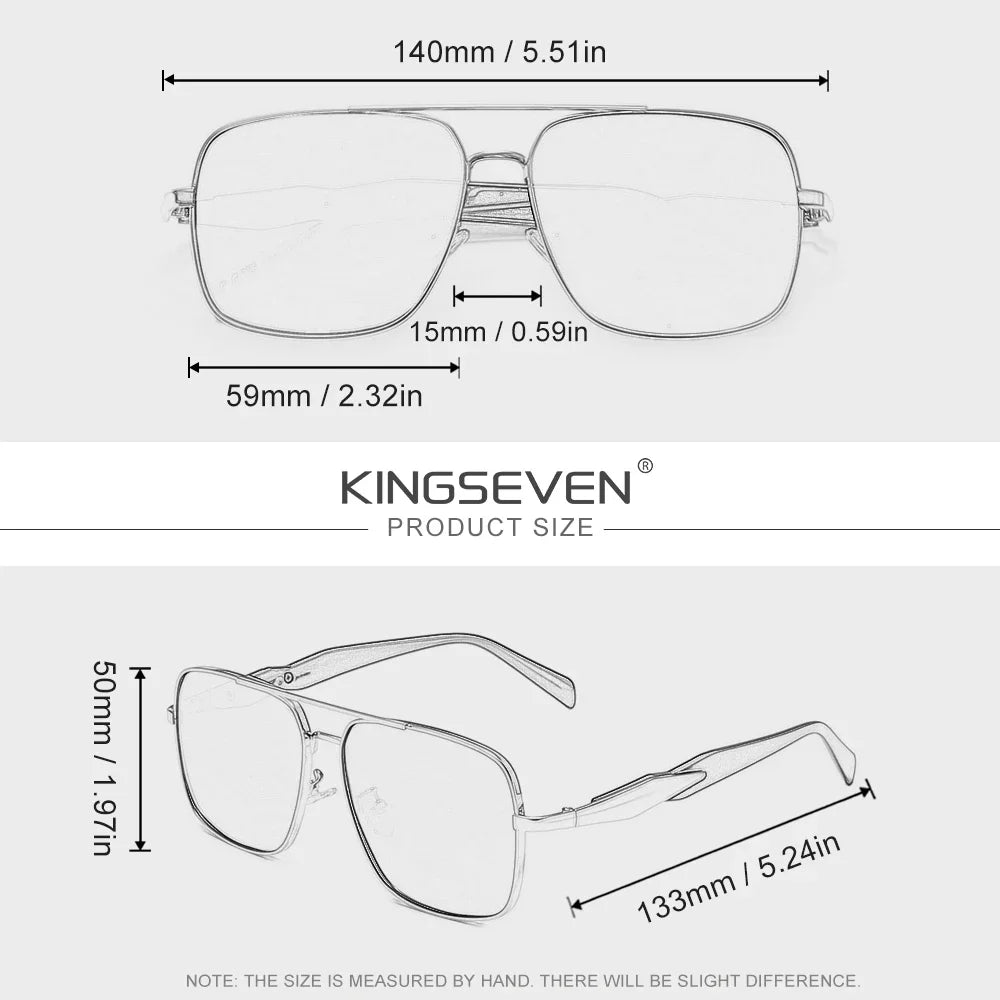 KINGSEVEN 7613 Alloy Sunglasses – Polarized Mirror, Anti-Reflective, UV400, Square, Unisex