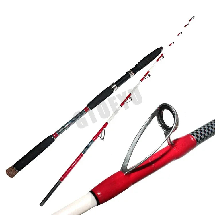 -Pieces Saltwater Offshore Casting/Spinning Carbon Fiber Boat Fishing Rod Portable Travel Fishing Rod