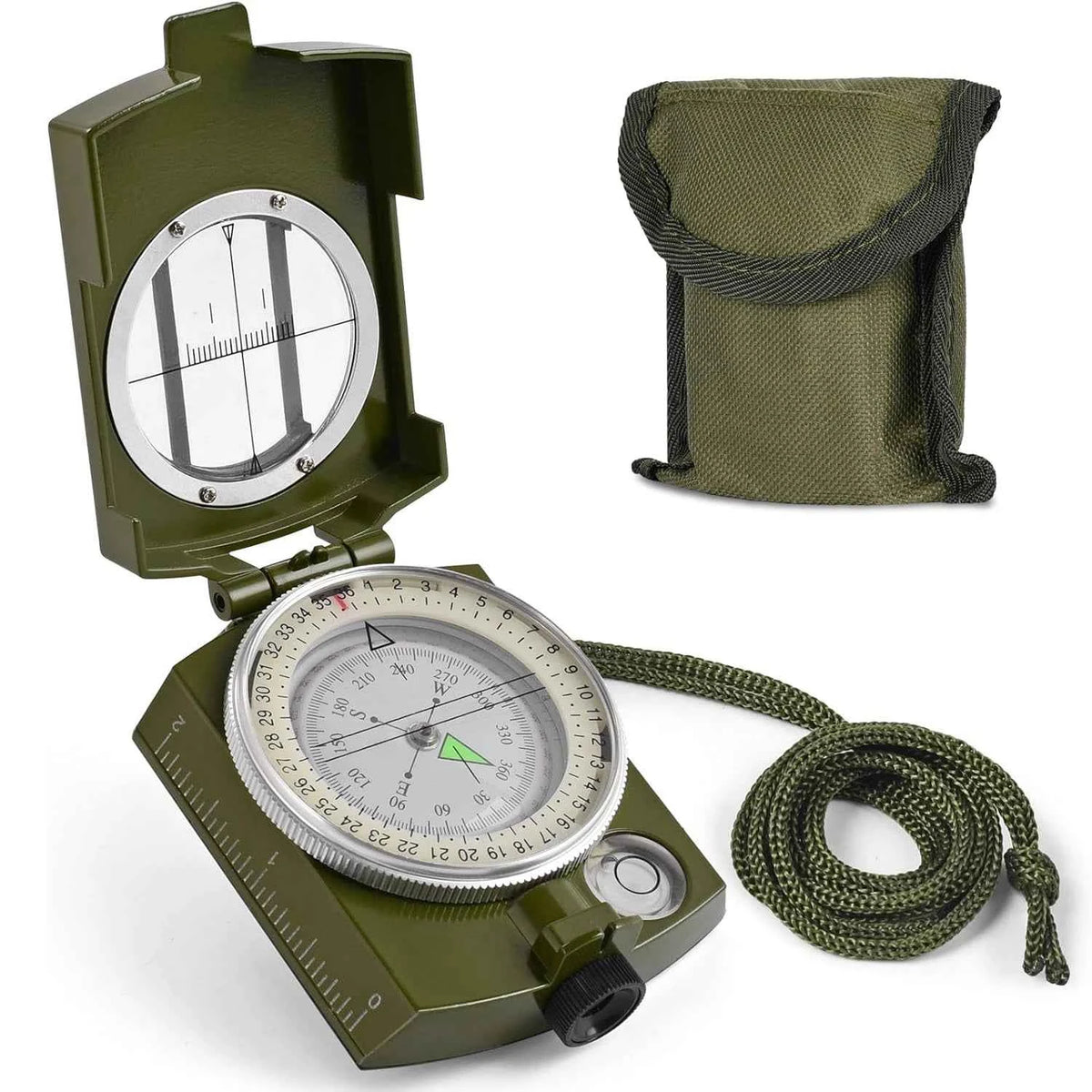 Metal Tactical Sighting Compass – Luminous, Waterproof & Shockproof for Hiking, Hunting & Survival