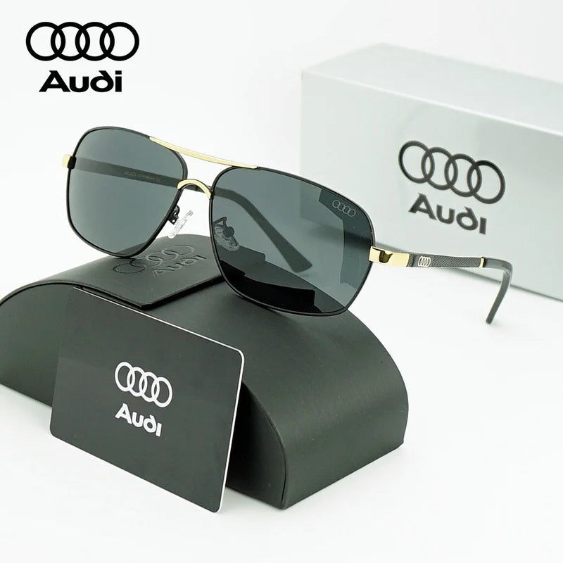 Audi Polarized Sunglasses – Unisex UV400 Square Aviator Alloy Frame Business & Driving Shades