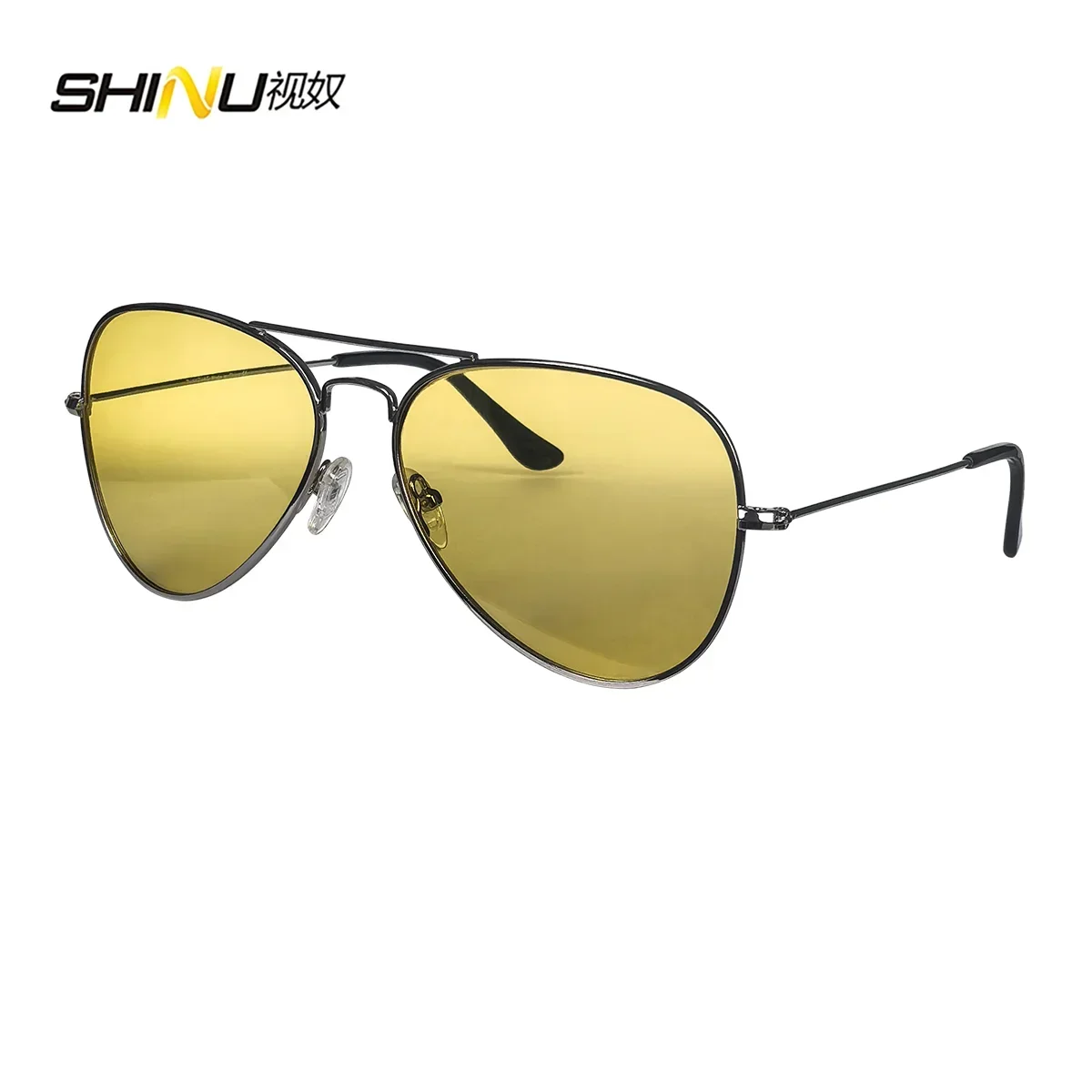 SHINU 3001 Blue Light Blocking Glasses – Red, Orange & Yellow Lenses, 3 Sizes, Stainless Steel