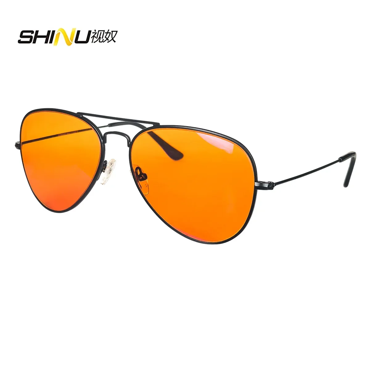 SHINU 3001 Blue Light Blocking Glasses – Red, Orange & Yellow Lenses, 3 Sizes, Stainless Steel