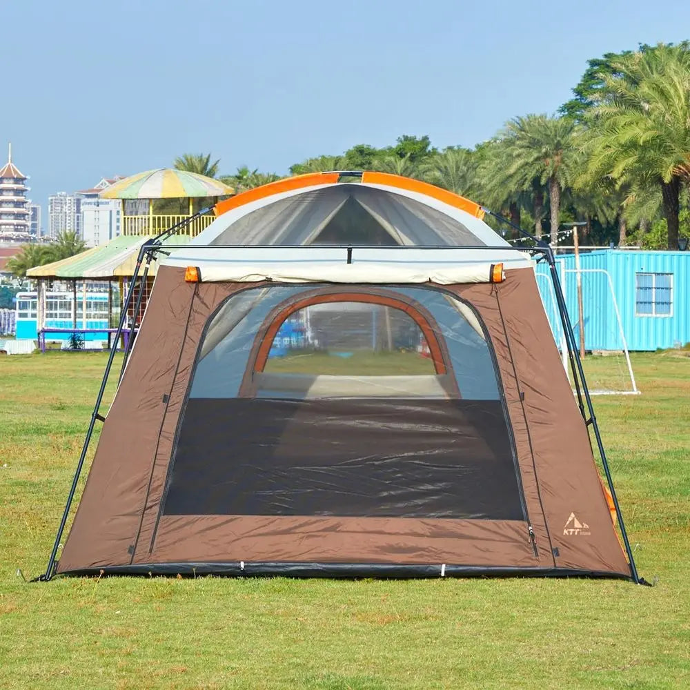 Spacious 6-14 Person Family Cabin Tent with 3 Doors & 3 Mesh Windows for Waterproof Outdoor Adventures
