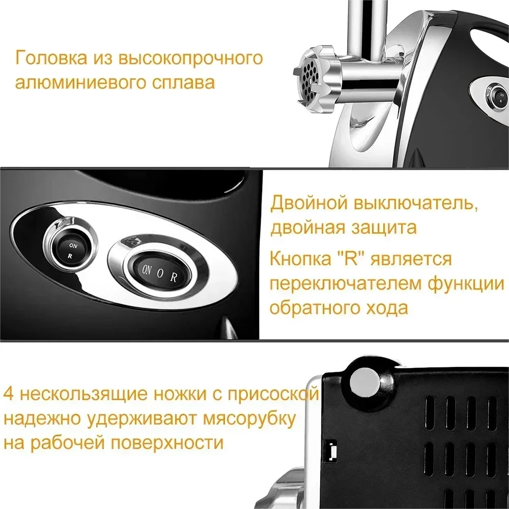 2800W Electric Meat Grinder Heavy Duty Grinder Kitchen Electric Meat Chopper Stuffer Maker Food Processor Electric Meat Slicer
