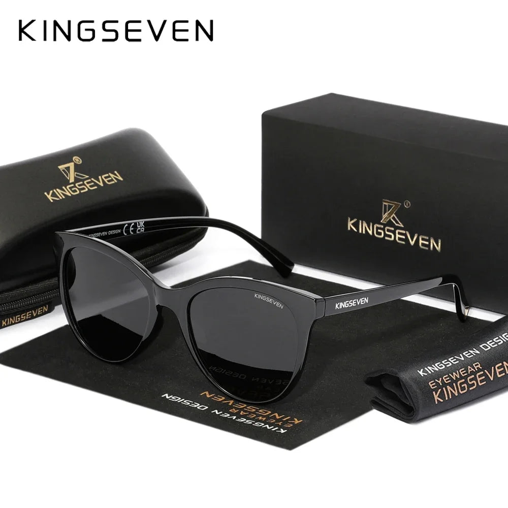 KINGSEVEN 7825 Polarized Oversized Cat Eye Sunglasses – Plastic Frame, UV400, Unisex