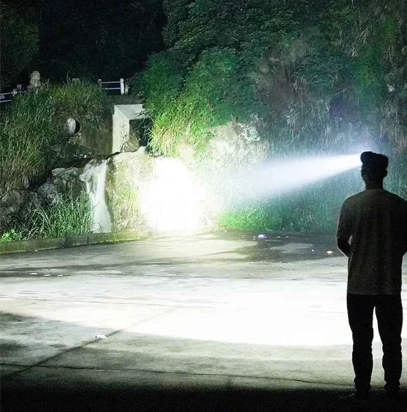 White Laser LED Headlamp – 50W Rechargeable Long-Range Head Torch for Camping, Fishing & Hunting