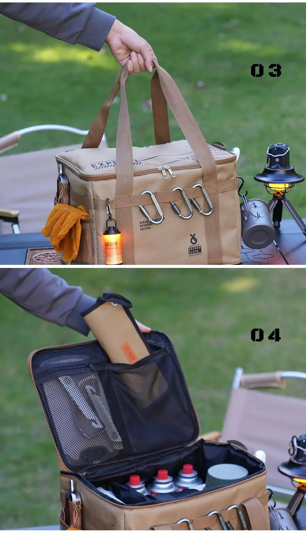 Outdoor folding storage box, picnic camping storage box, tableware, kitchenware, large capacity