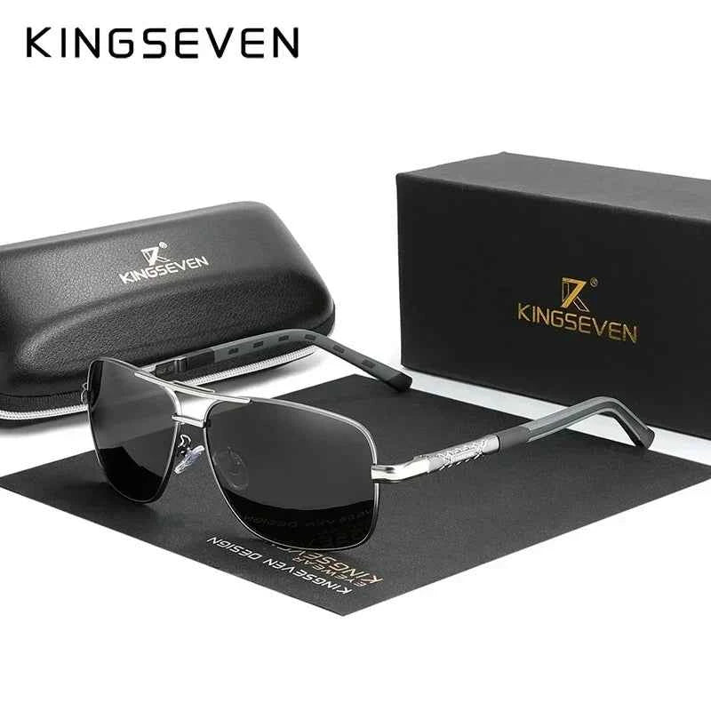 KINGSEVEN 724000 Polarized Sunglasses – Aluminium-Magnesium, Tall Rectangle, UV400, Unisex