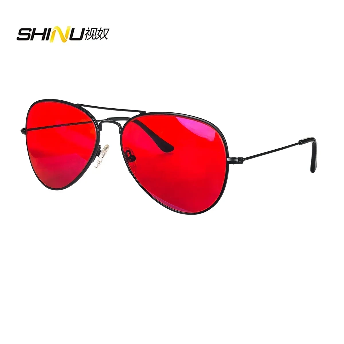 SHINU 3001 Blue Light Blocking Glasses – Red, Orange & Yellow Lenses, 3 Sizes, Stainless Steel
