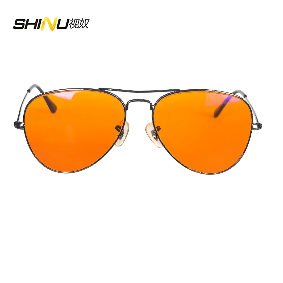 SHINU 3001 Blue Light Blocking Glasses – Red, Orange & Yellow Lenses, 3 Sizes, Stainless Steel