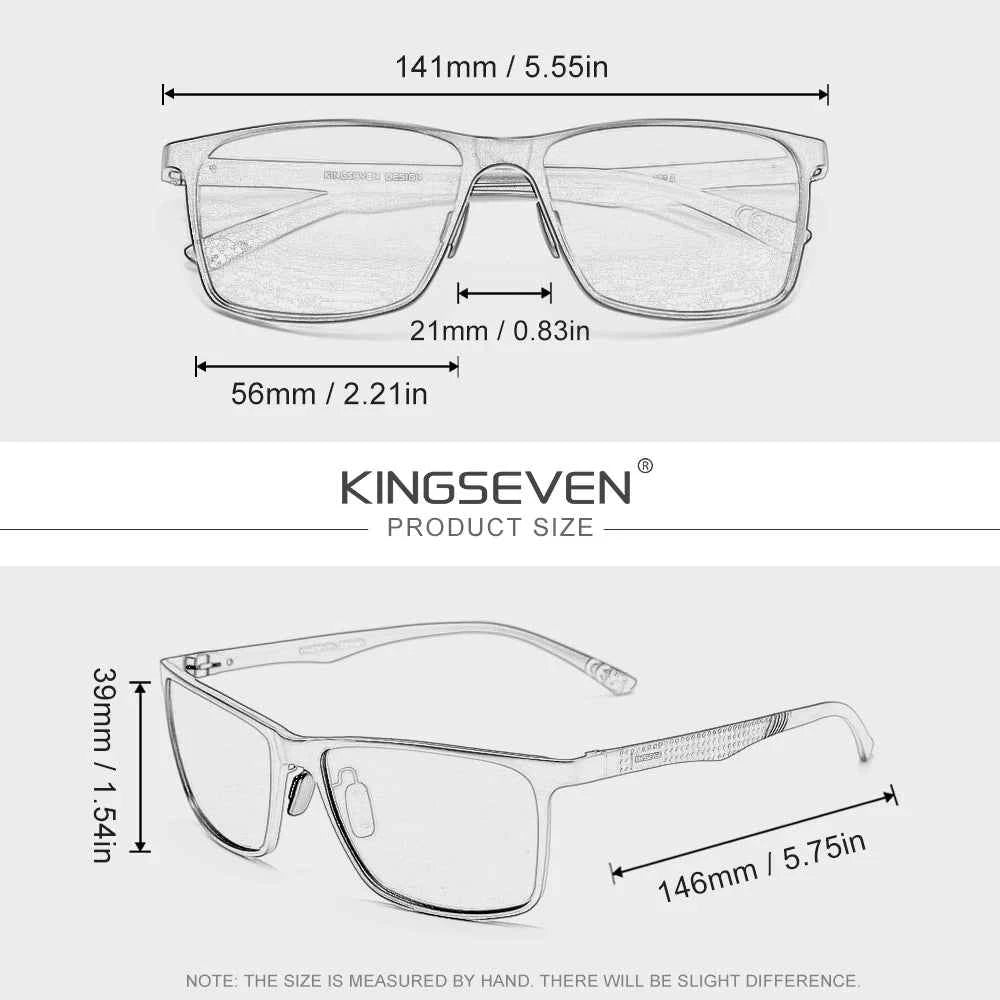 KINGSEVEN Polarized Rectangle Sunglasses – Aluminium Magnesium Frame, UV400 Mirror Lens