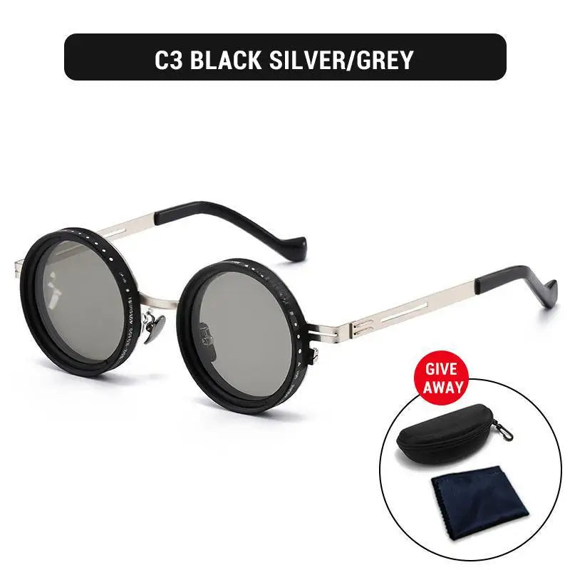 lafforgue ND9 Adjustable Dimming Steampunk Sunglasses – 9-Level ND Filter, Leather Side Shields, UV400, Unisex