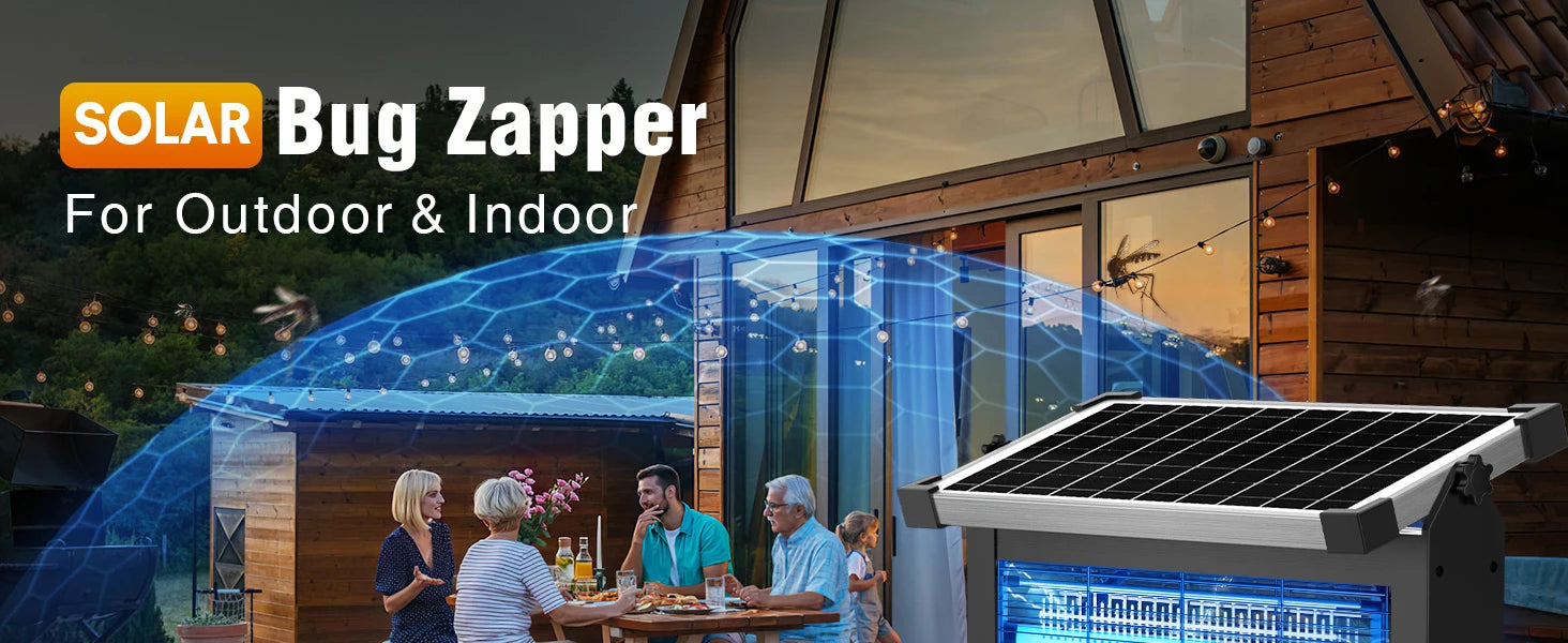 Solar Bug Zapper Outdoor, 4500V Mosquito Zapper with Panel Sensor, Waterproof Electric Fly Zapper for Garden Patio Camping