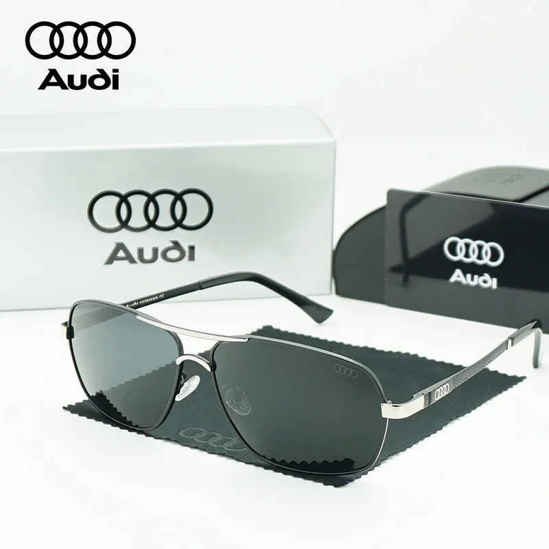 Audi Polarized Sunglasses – Unisex UV400 Square Aviator Alloy Frame Business & Driving Shades