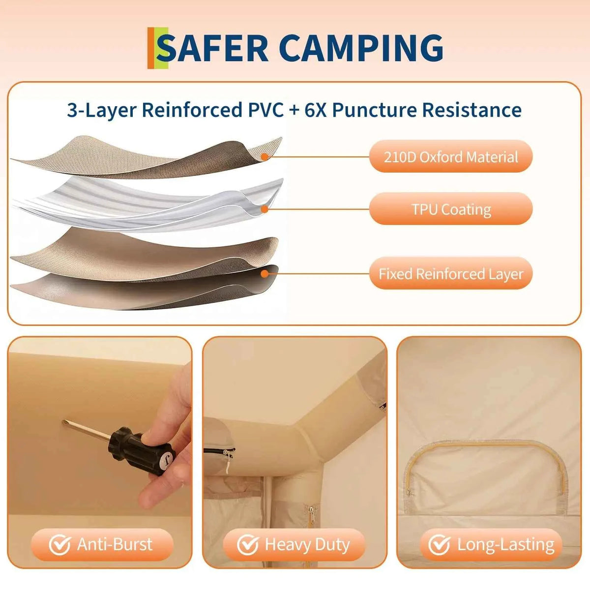 Spacious Inflatable Camping Tent – 6-8 Person, Quick Setup Air Pole System, Skylight & Canopy
