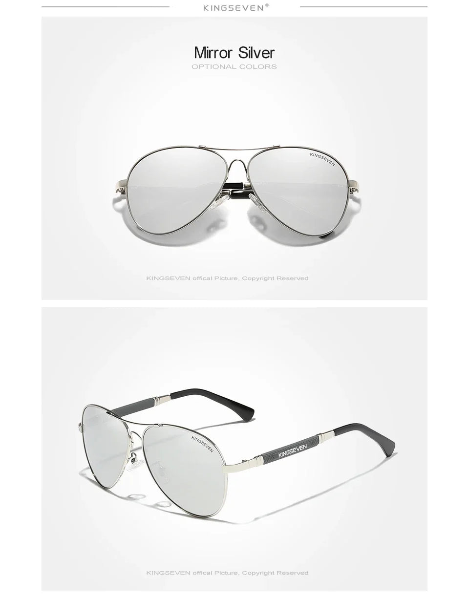 KINGSEVEN N7730 Polarized Pilot Sunglasses – Titanium Frame, Photochromic, UV400, Unisex