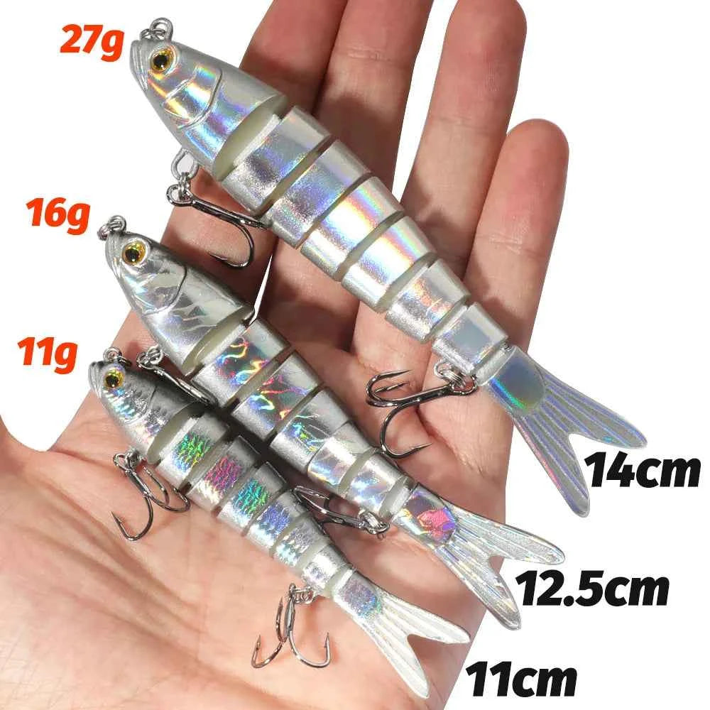 3PCS Swimbait 11g 16g 27g Joint Bait 3D Eye Laser colorful Bionic Pesca Bass Treble Hook Carp Fishing Tackle Sinking Pencil Lure