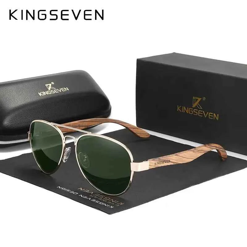Genuine KINGSEVEN Pilot Sunglasses For Men UV400 Polarized Wood Women Sun Glasses Fishing Driving Glasses