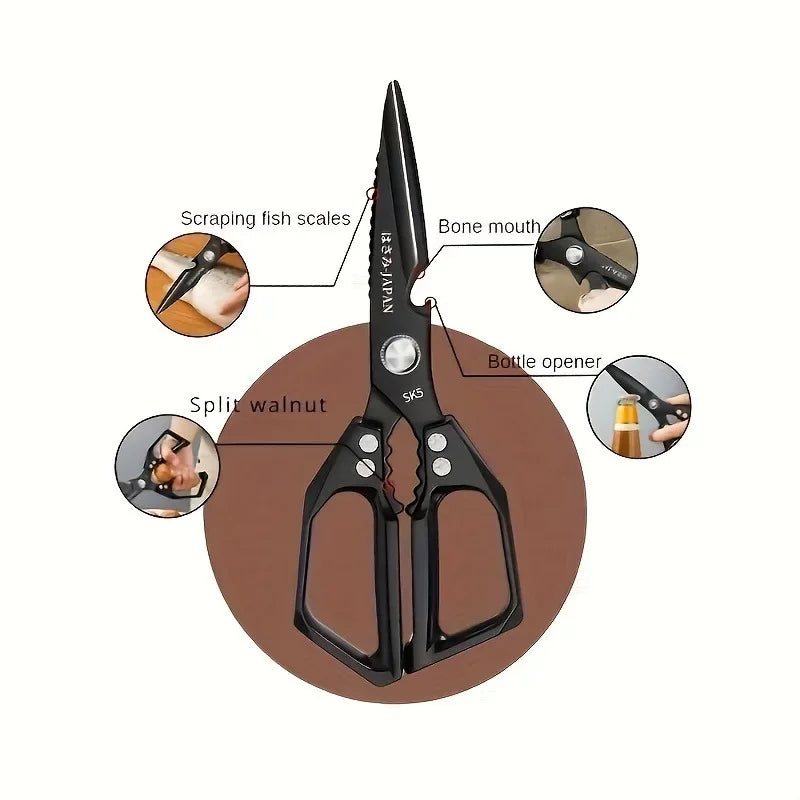 High Quality Multifunctional Kitchen Scissors Chicken Bone Scissors Fish Scale Scraper Bottle Opener Walnut Clip Kitchen Knife