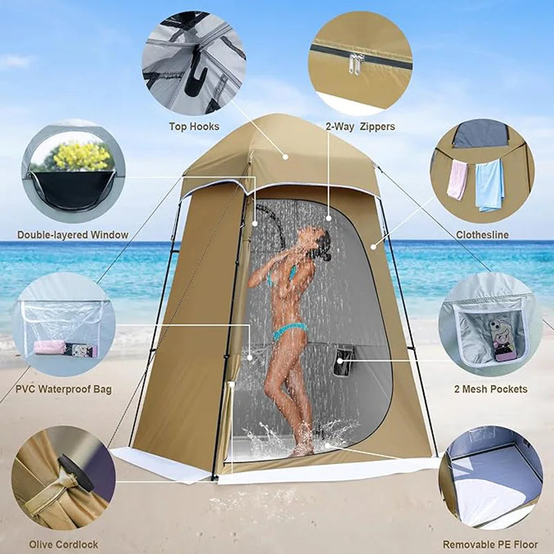 Privacy Shower & Toilet Tent – 150D Oxford, Waterproof, 4-Season, 160×160×240cm
