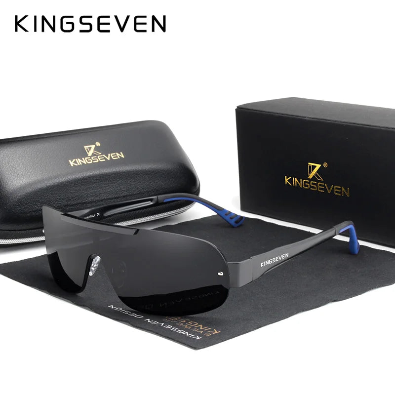 KINGSEVEN 7716 Aluminum Shield Sunglasses – Polarized, UV400, Cycling & Driving, Unisex