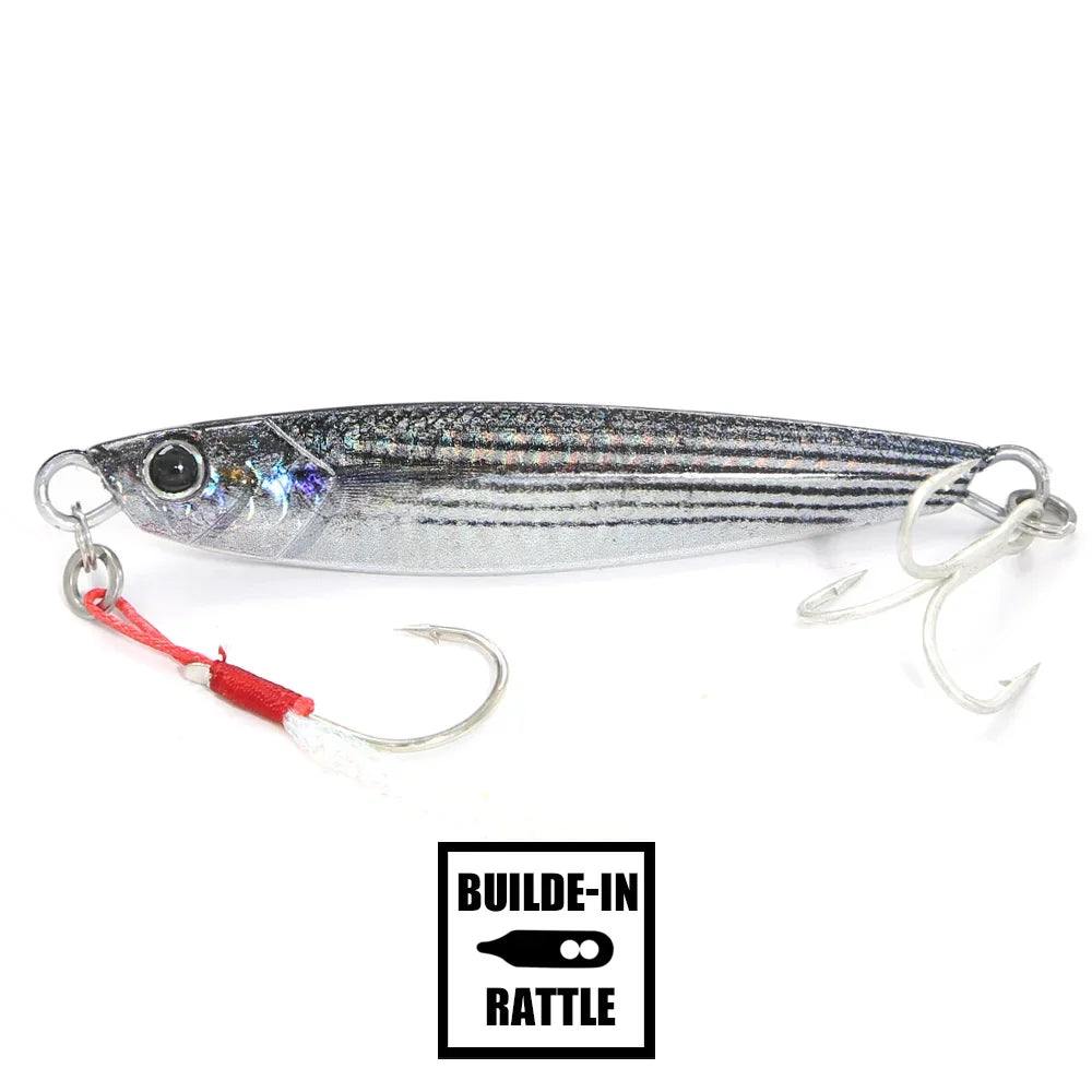 B&U Rattle Metal Jig Fishing Lures – 40g / 60g / 80g Long Casting Saltwater Spinning Lure with Hook