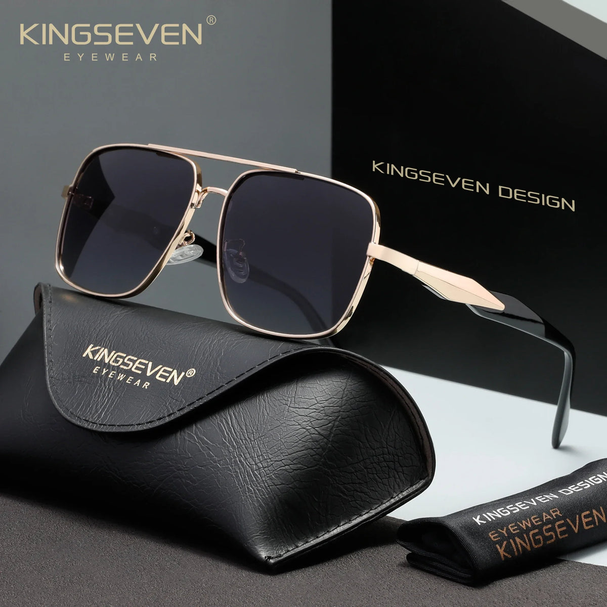 KINGSEVEN 7613 Alloy Sunglasses – Polarized Mirror, Anti-Reflective, UV400, Square, Unisex