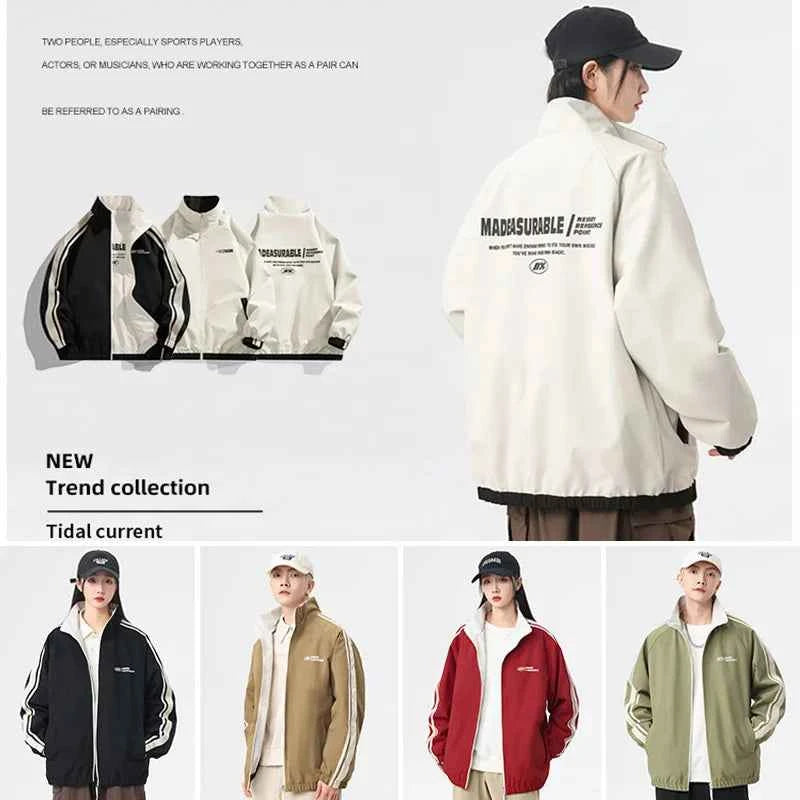 New Jacket Two-sided Long Sleeve Outdoor Men Coats Women Reversible Windproof Coats Splashproof Double-Sided Jackets Couple Top