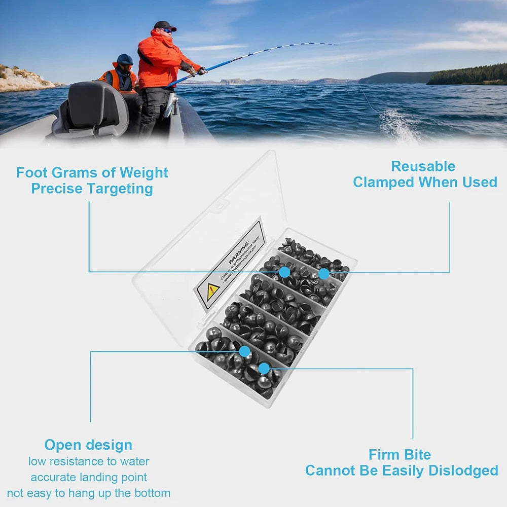 60/120 Pcs Lead Biting Set Open Lead Biting Bare Round Open Lead Raft Fishing Clip Lead Fishing Gear Lead Drop Platform Fishing