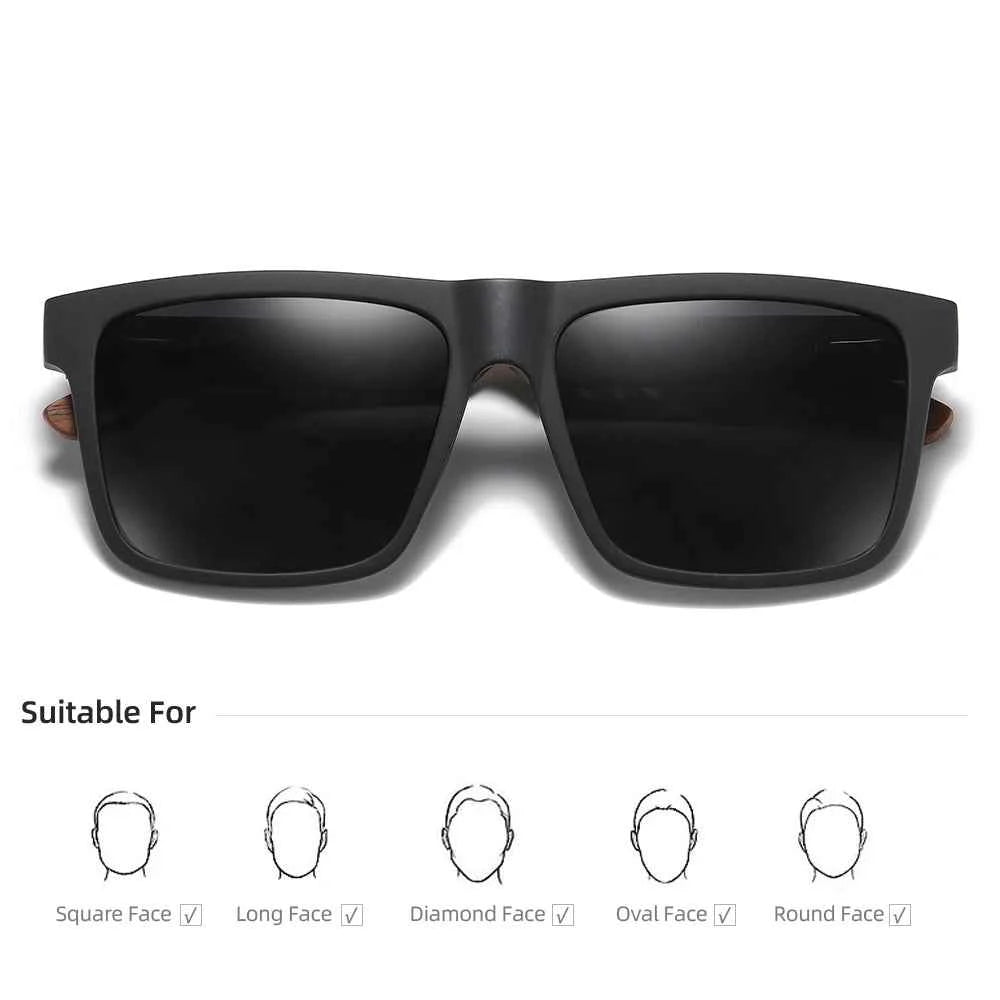 GM New Arrivals Black Wooden Polarized Sunglasses for Men Bamboo Sunglasses Red UV400 Lenses Fashion Driving Shades S5565