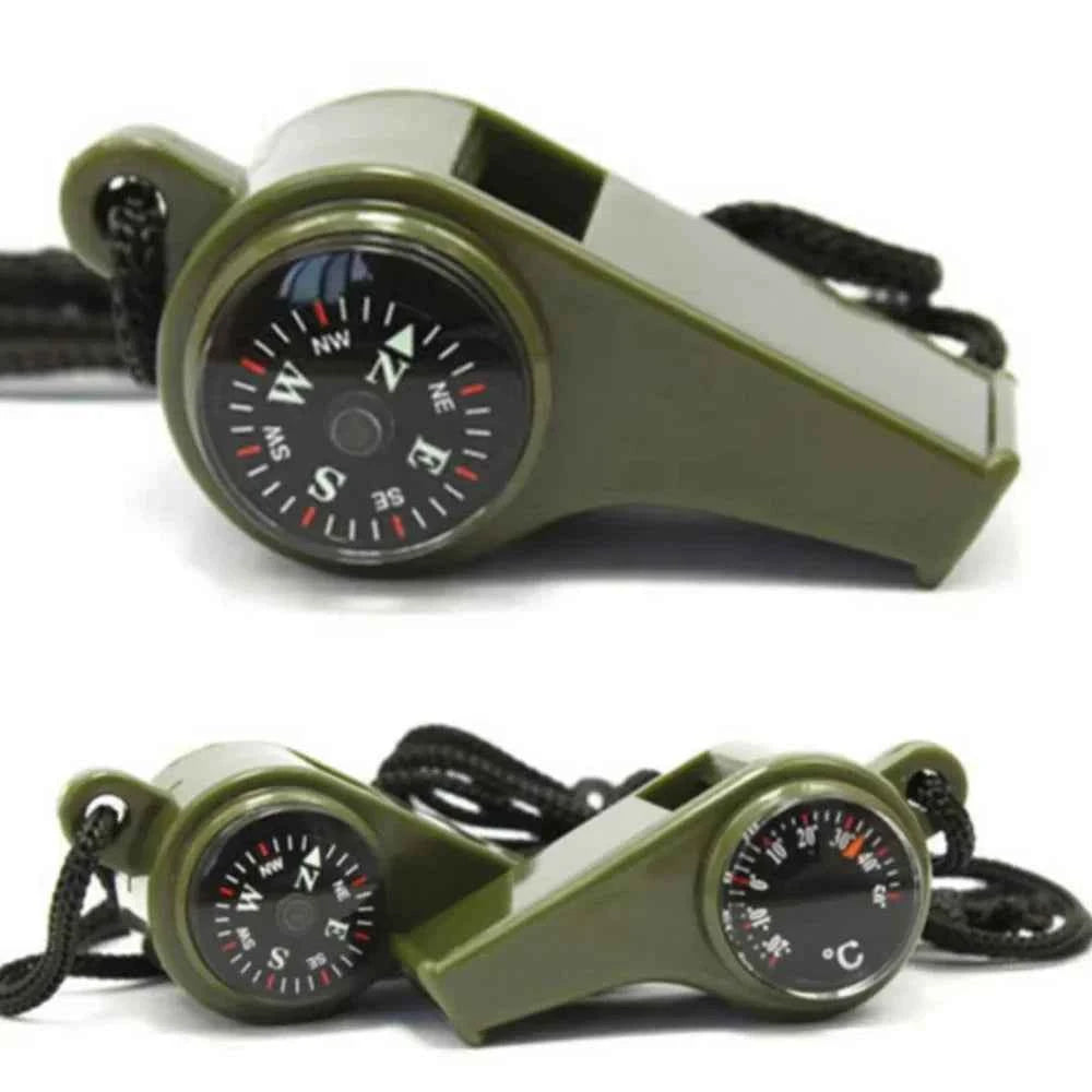 3in1 outdoor emergency whistle with compass, thermometer, outdoor whistle, convenient to carry suitable for camping and hiking