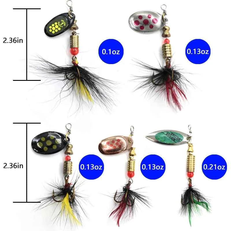 Metal Spoon Spinner Fishing Lure Set – 10pcs Holographic Spinnerbait Kit (3g–7g)