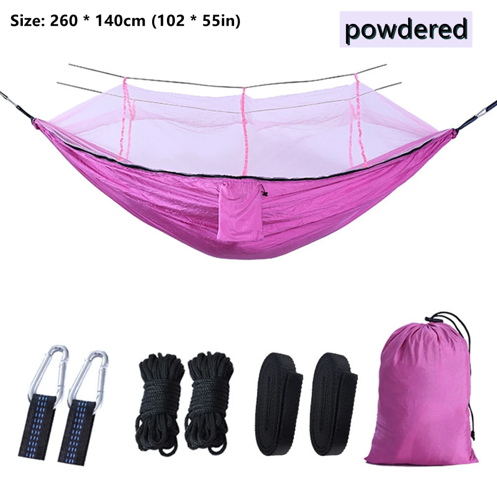 Portable Outdoor Camping Leisure Double Mosquito Net Hammocks Garden Travel Tourist Nature Hike Sleeping Hanging Hammock Swing