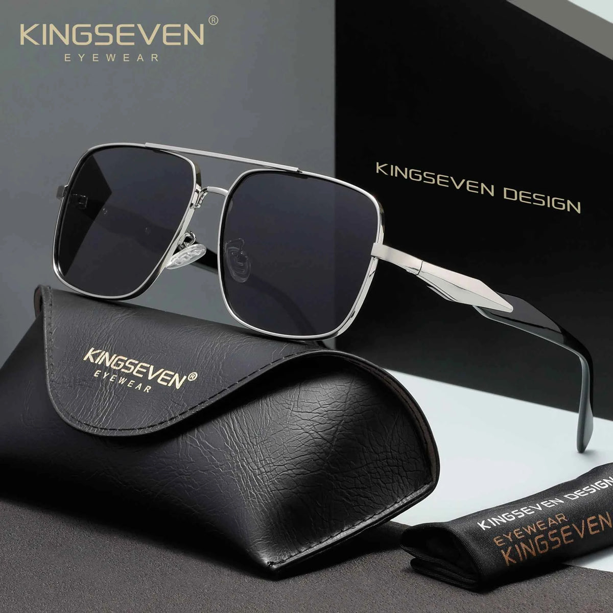 KINGSEVEN 7613 Alloy Sunglasses – Polarized Mirror, Anti-Reflective, UV400, Square, Unisex