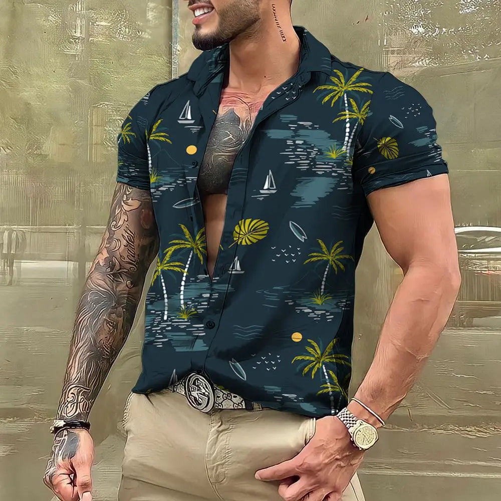 2024 Coconut Tree Shirts For Men 3d Printed Men&
