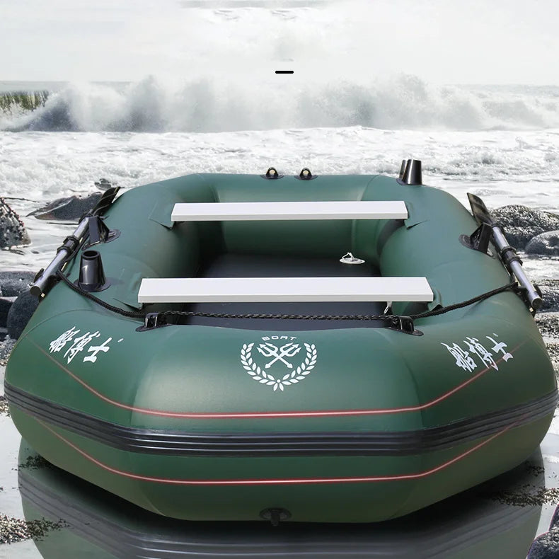 1.75~3.6m Green Fishing Kayak PVC Inflatable Boat with Air Deck Bottoms Set Fishing Boat Raft Rubber Dinghy Inflatable Clip Net