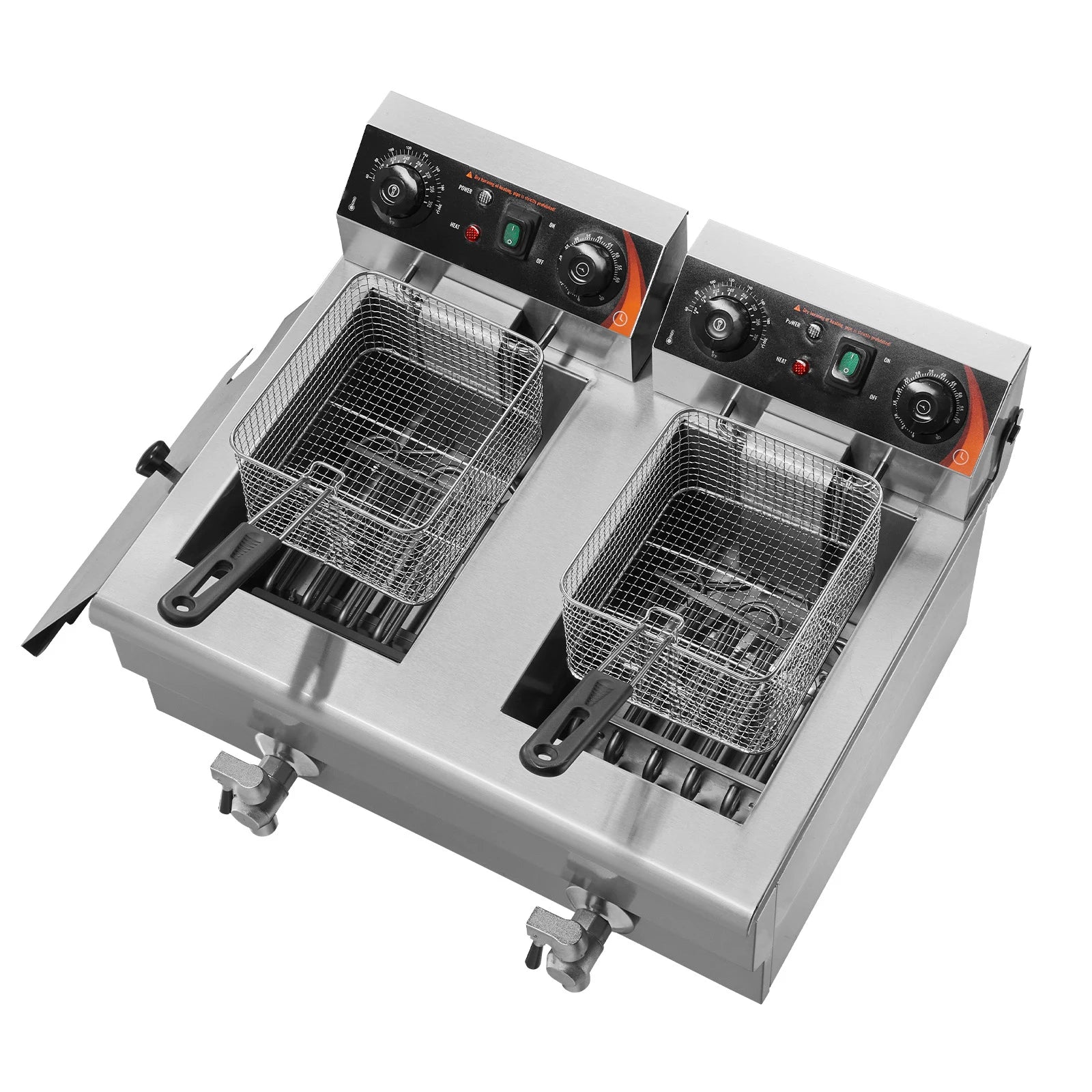 SucceBuy 12L Electric Deep Fryer w/Dual Removable Tanks Commercial Countertop Fryer for Chicken French Fries Frying Chips