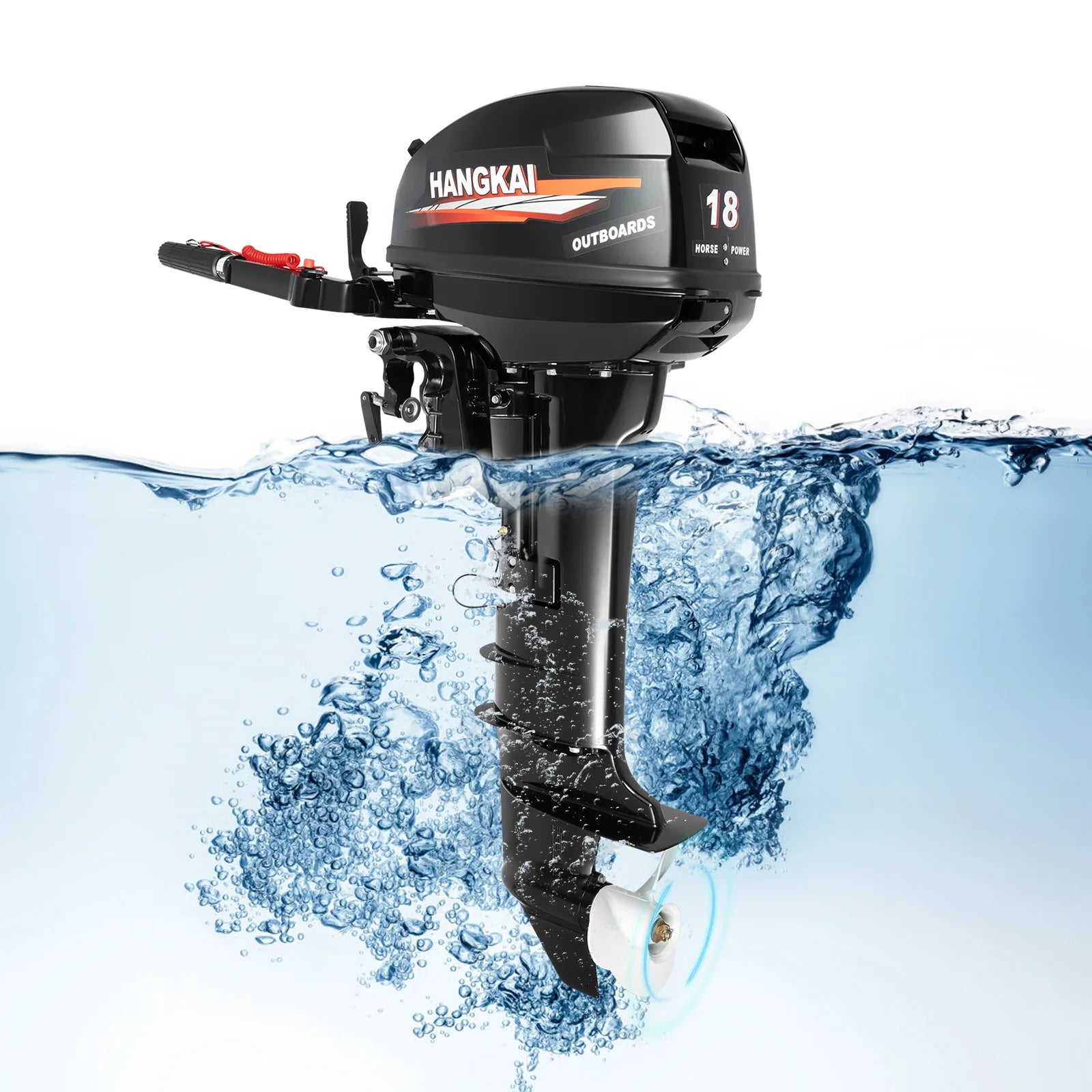 HangKai 18HP Outboard Motor, 2 Stroke 246CC Heavy Duty Outboard Boat Water Cooled Engine with CDI Ignition System Long Shaft