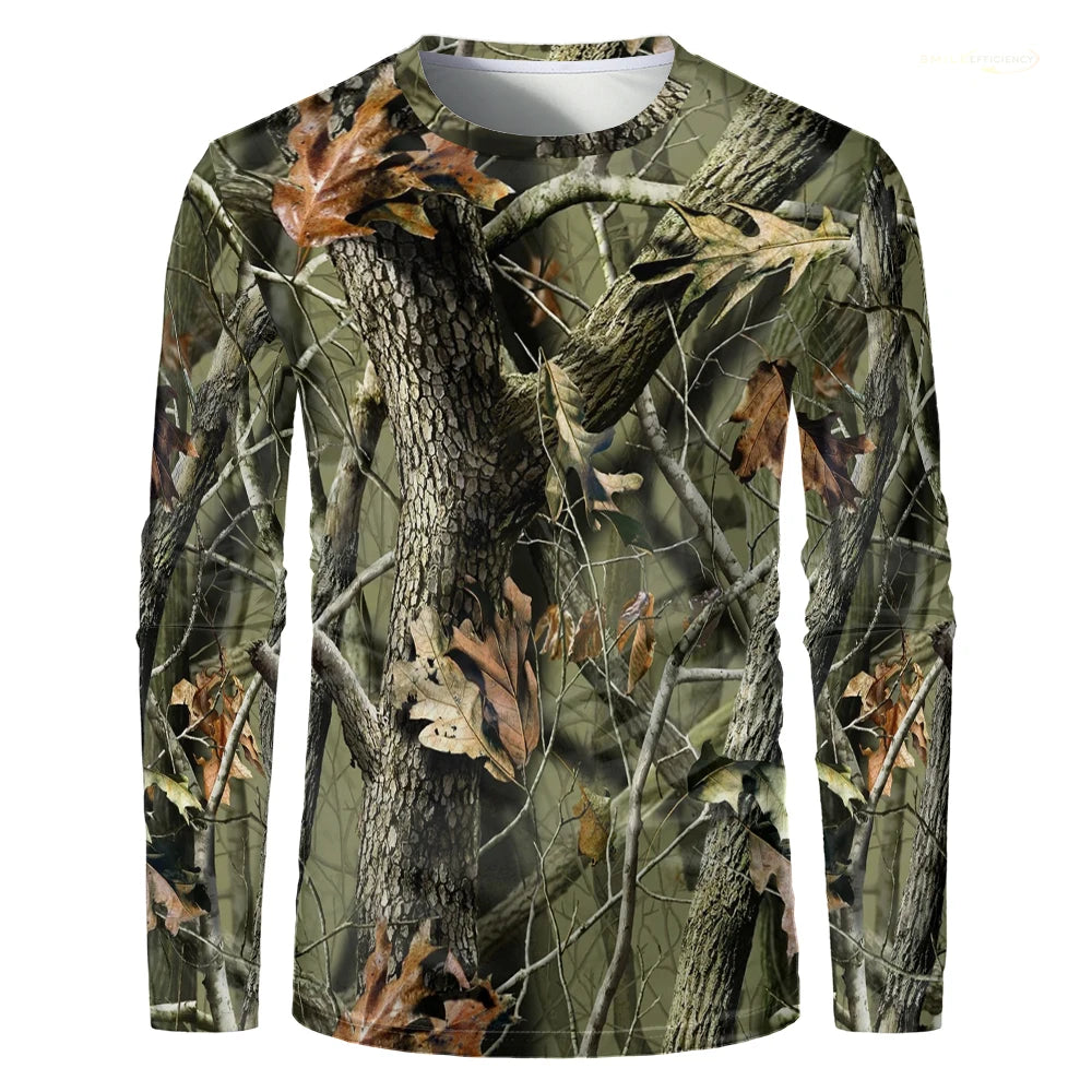 Camouflage Hunting Long Sleeve Men T-shirt Outdoor Sports Tactical Training Clothes Tee Hiking Fishing Camping Quick Drying Tops