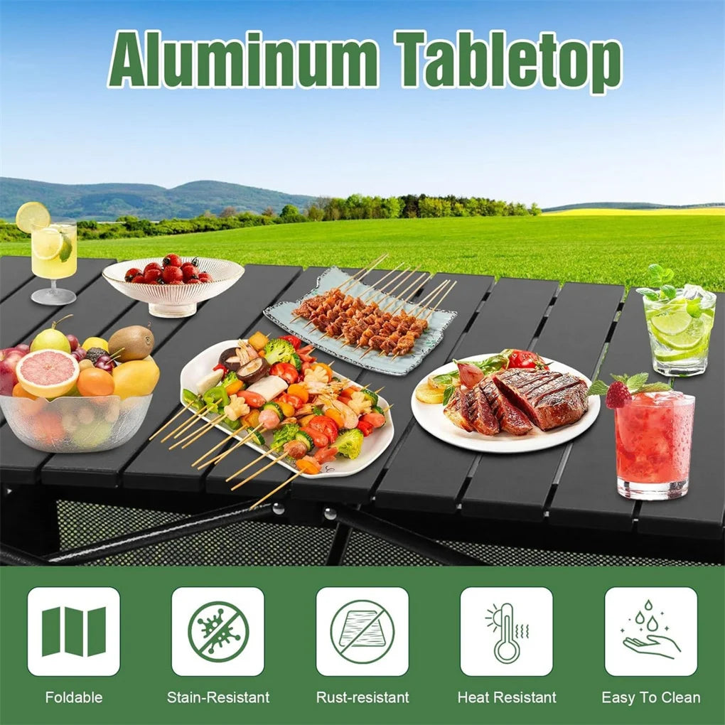 1pc Camping Table That Fold up Lightweight, Aluminum Folding Table Roll Up Table with Easy Carrying Bag for Indoor, Outdoor,