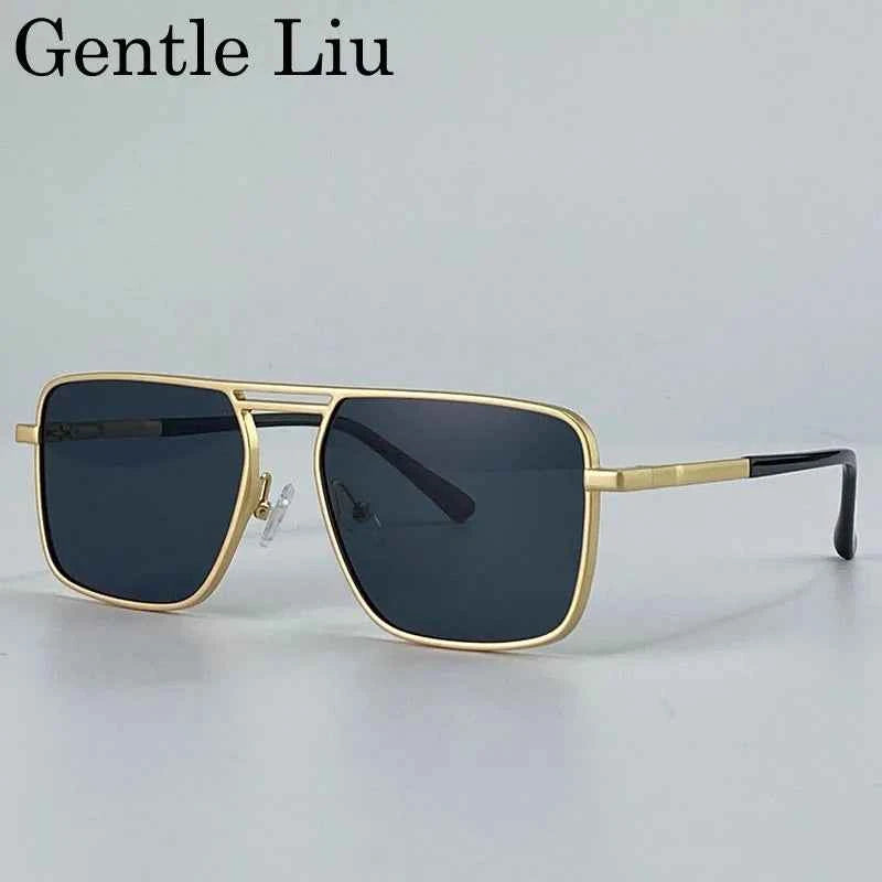 GENTLE LIU KSL-98280 Oversized Double Beam Square Sunglasses – Alloy Frame, UV400