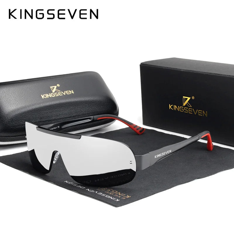 KINGSEVEN 7716 Aluminum Shield Sunglasses – Polarized, UV400, Cycling & Driving, Unisex