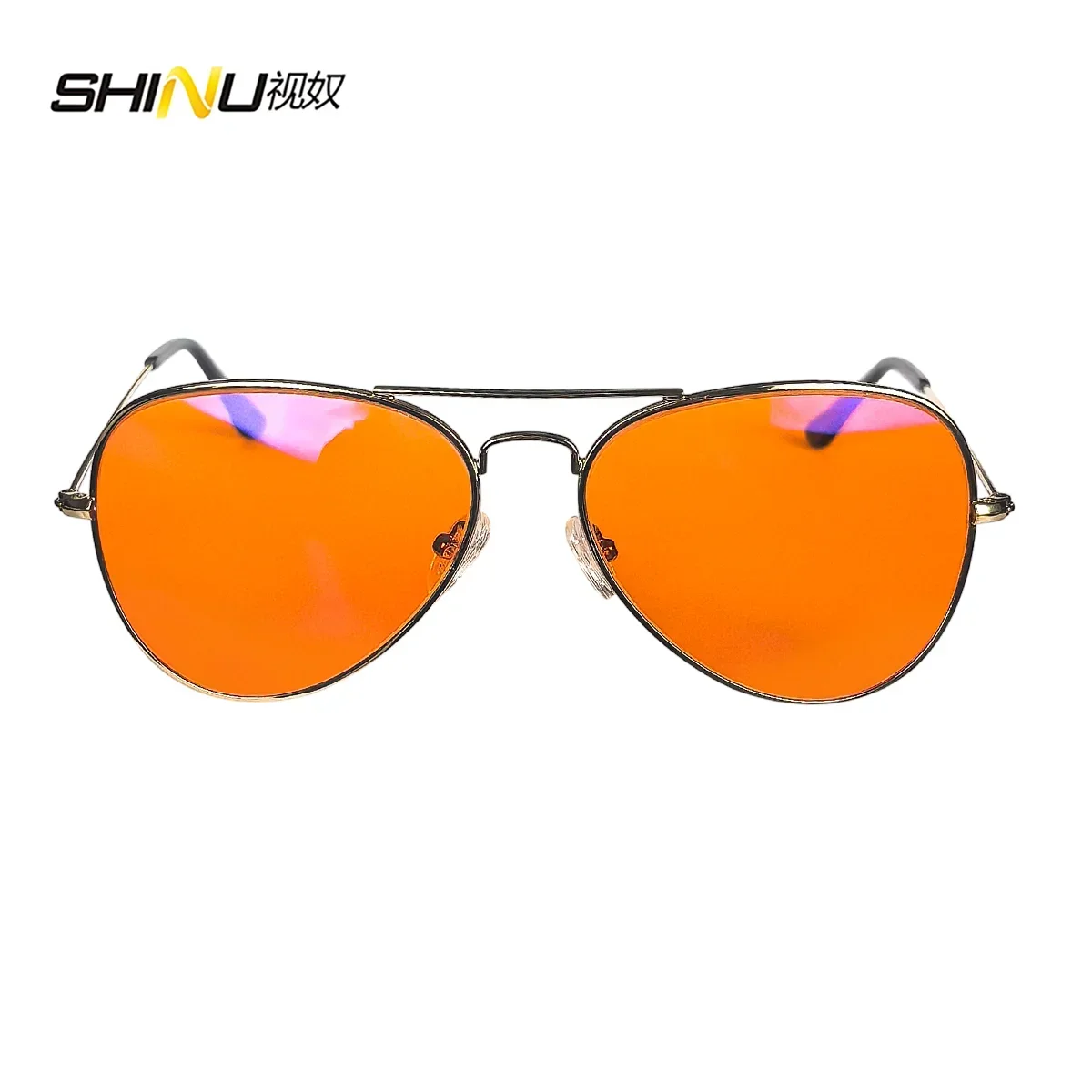 SHINU 3001 Blue Light Blocking Glasses – Red, Orange & Yellow Lenses, 3 Sizes, Stainless Steel