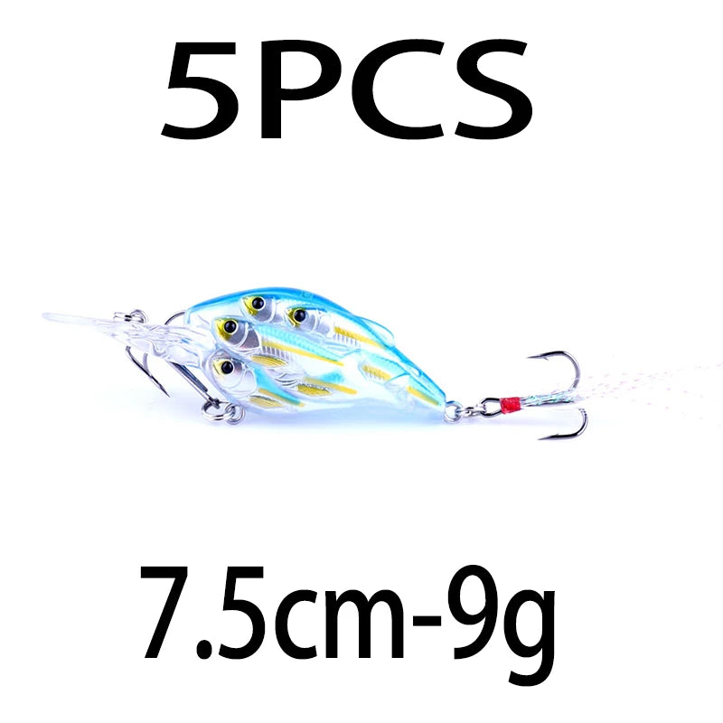 75mm 9g Floating Crankbait Fishing Lure – Swimbait Wobbler with Rattle & 3D Eyes