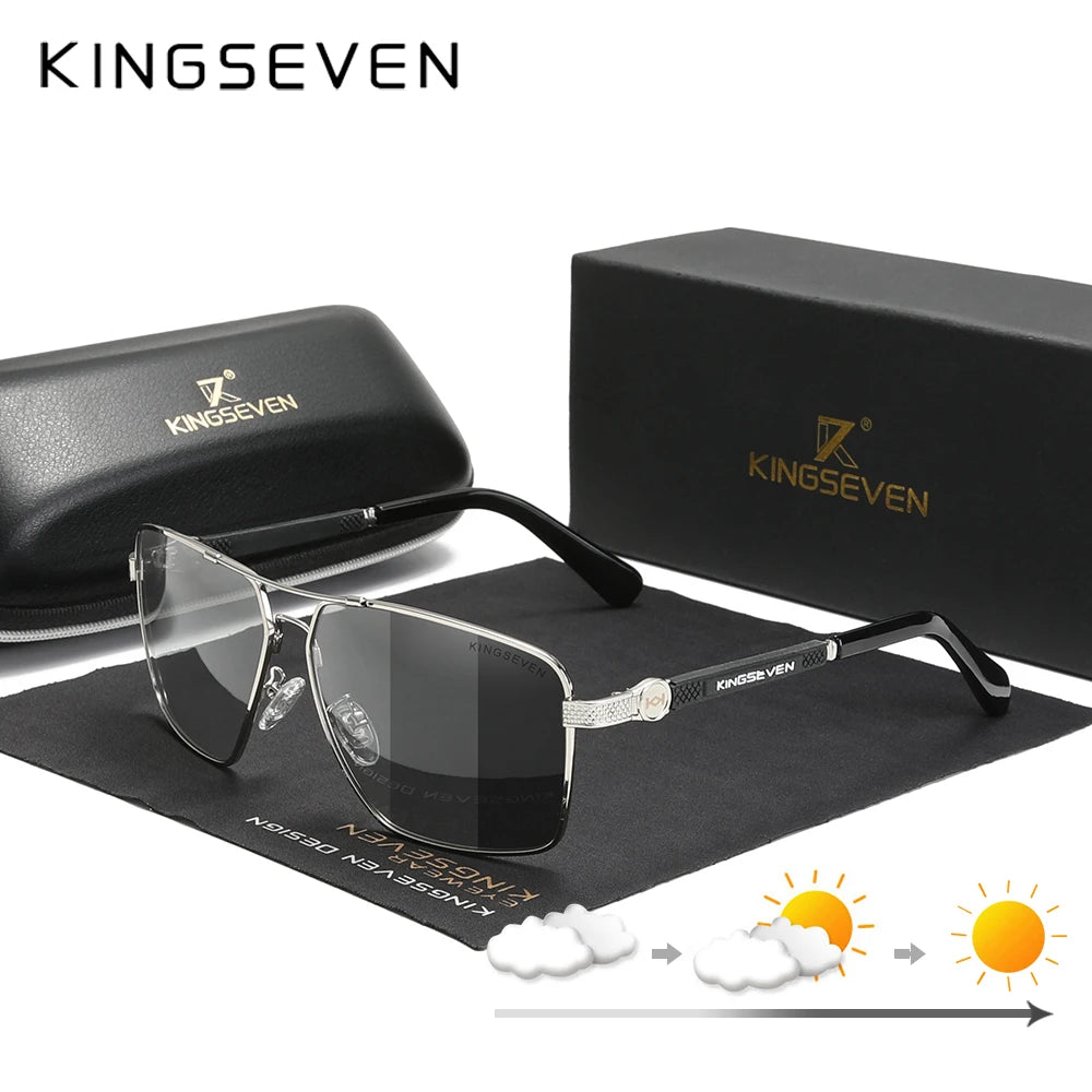 KINGSEVEN 7790 Polarized Square Sunglasses – Alloy Frame, UV400, Photochromic Options