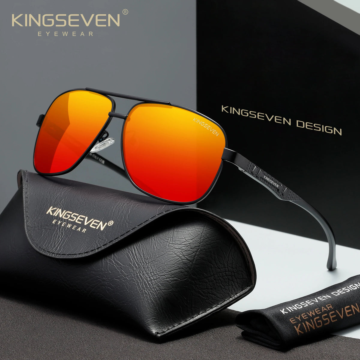 KINGSEVEN 7188 Polarized Square Sunglasses – Aluminium-Magnesium Frame, UV400, Unisex