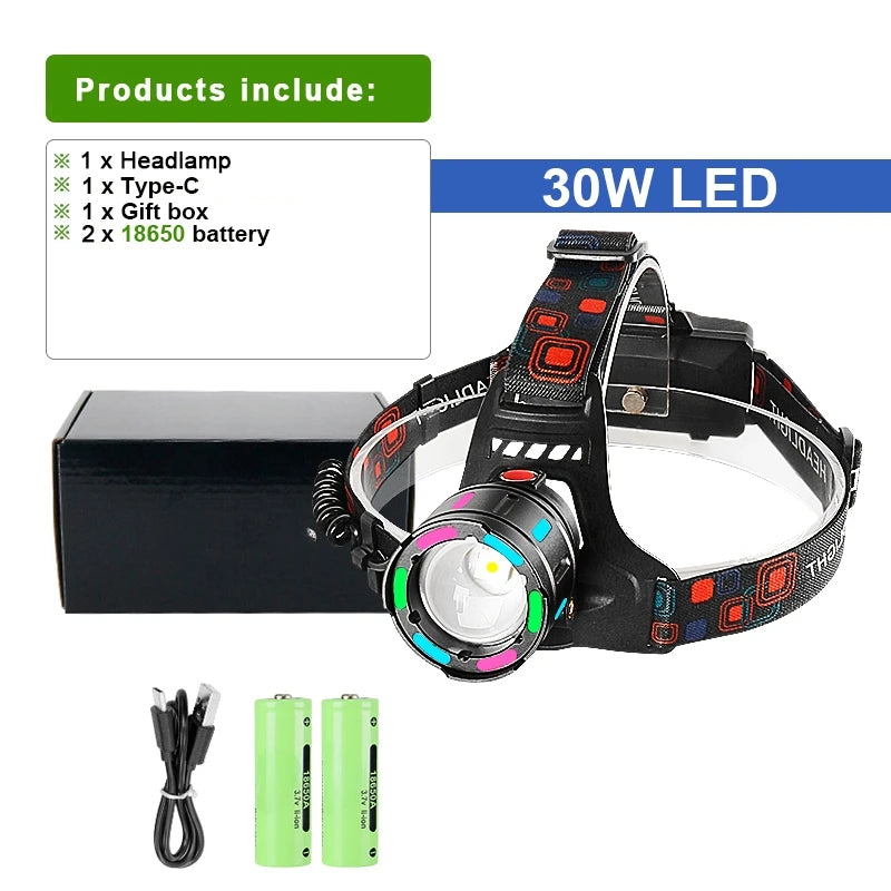 2026 New Super Powerful Headlamp 800W LED IR Sensor Headlight Rechargeable Head Flashlight 5000 Meter Head Lamp Fishing Lantern