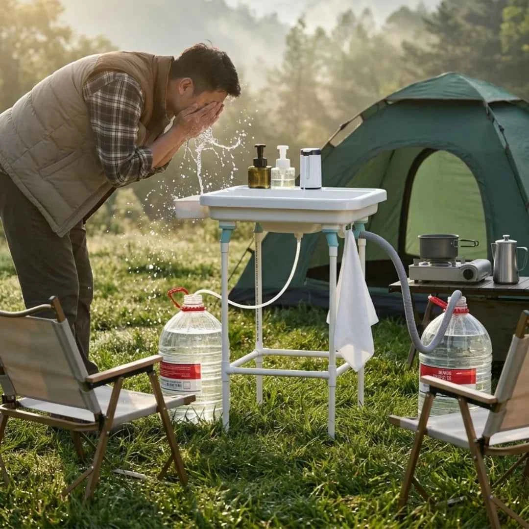 Outdoor Portable Sink with Stand – Folding Hand Wash Station for Camping, Garden & RV