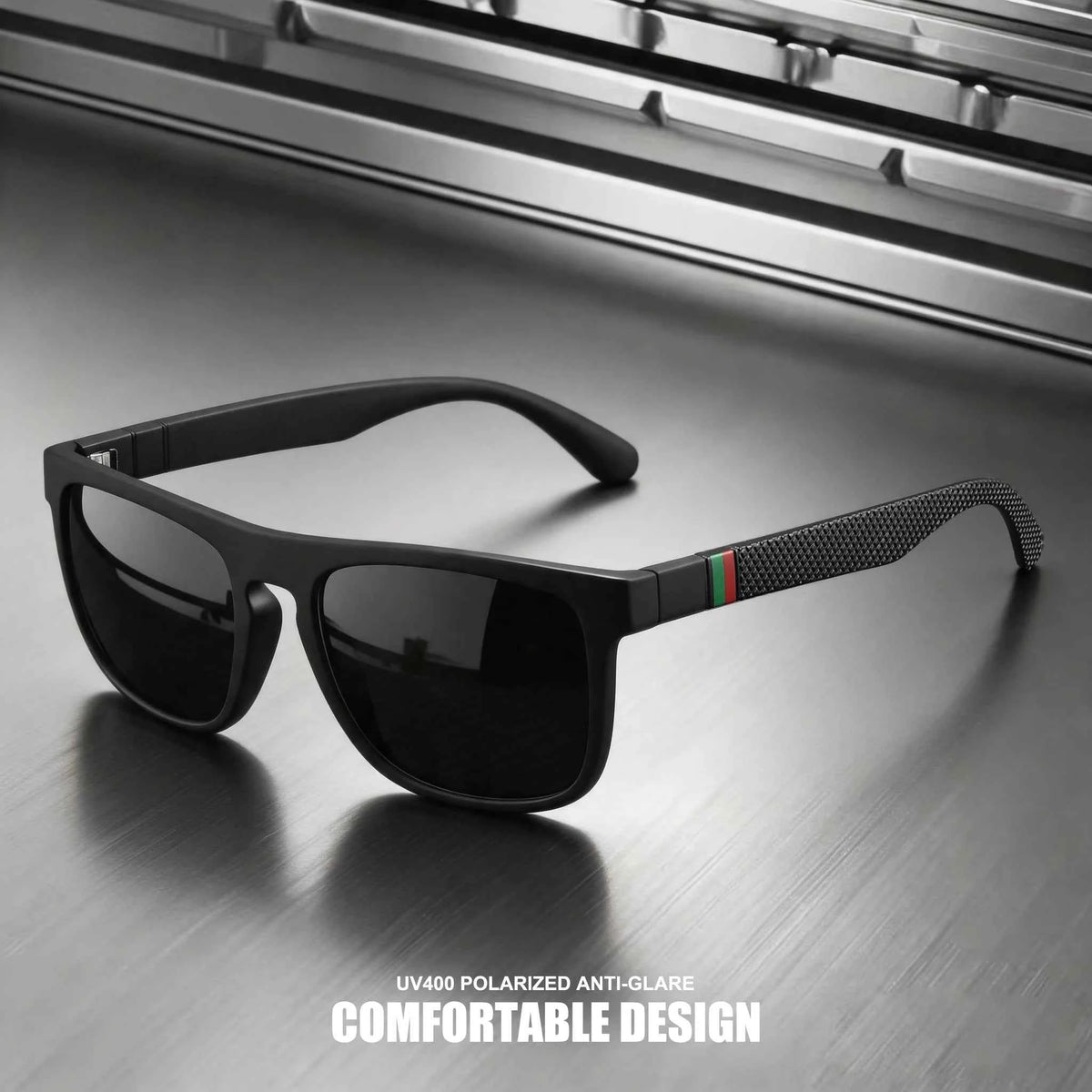 3-Pack Retro Polarized Sunglasses – Stripe Temples, Mirror UV400, Square, Unisex