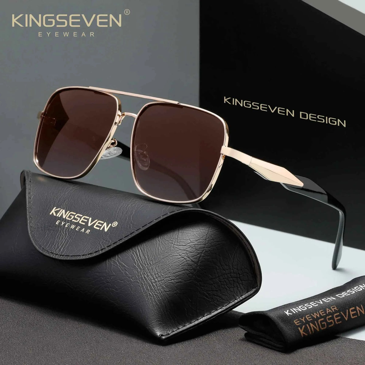KINGSEVEN 7613 Alloy Sunglasses – Polarized Mirror, Anti-Reflective, UV400, Square, Unisex
